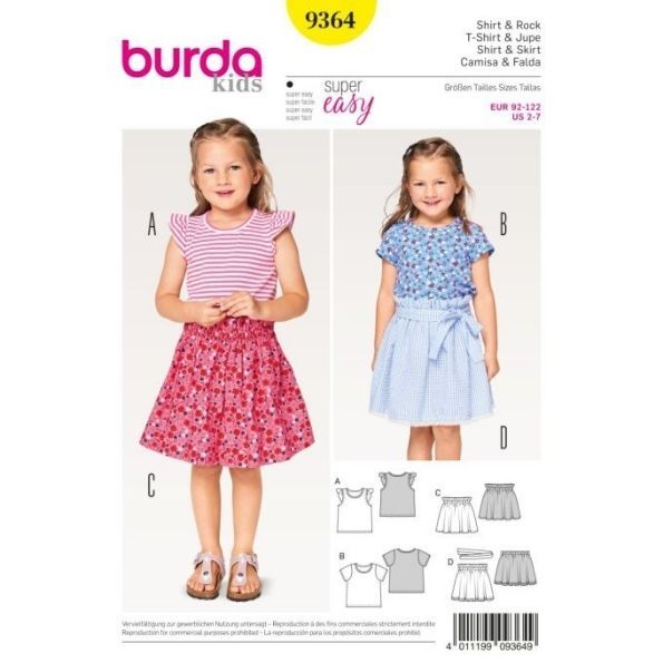 Patron Burda 9364 T-shirt & Jupe Enfant