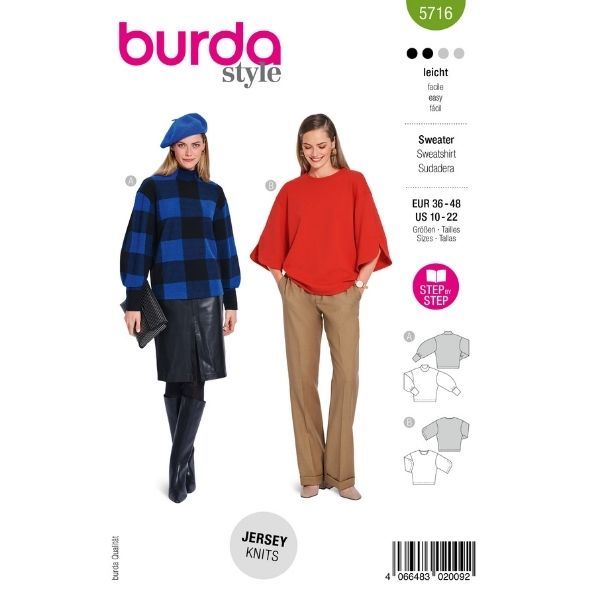 Patron Burda 5716 Sweatshirt