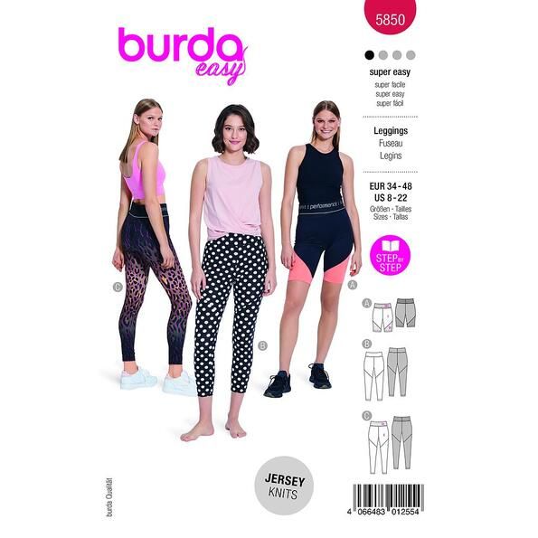 Patron Burda 5850 Leggings