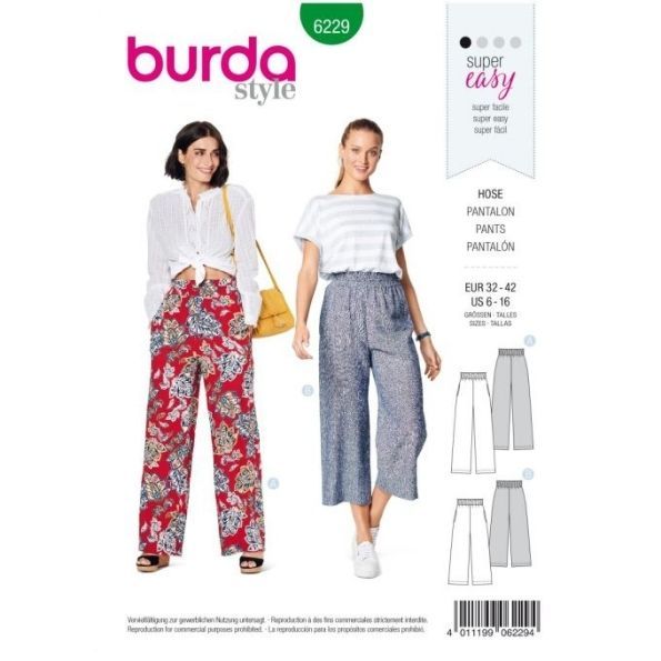 Patron Burda 6229 Pantalon