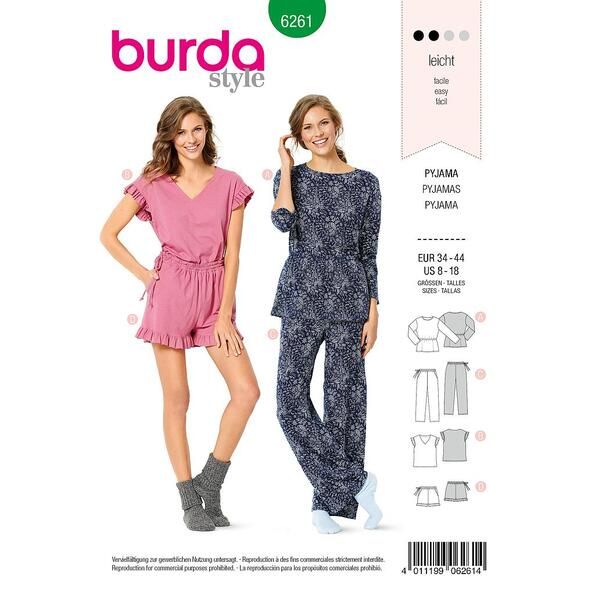 Patron Burda 6261 Pyjama
