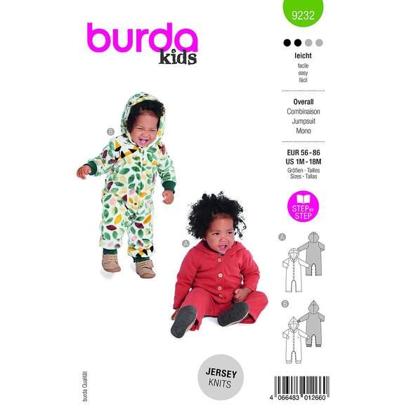 Patron Burda 9232 Combinaison bébé