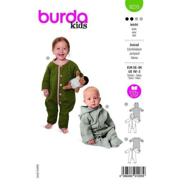 Patron Burda 9235 Combinaison bébé