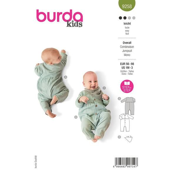Patron Burda 9258 Combinaison bébé