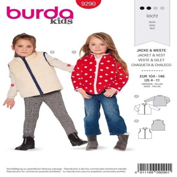 Patron Burda 9290 Veste & Gilet