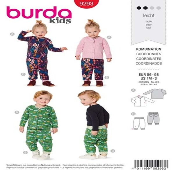 Patron Burda 9293 Ensemble bébé