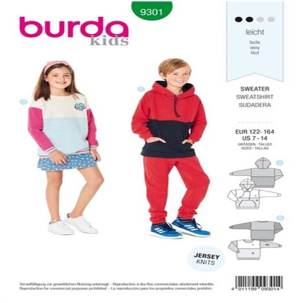 Patron Burda 9301 Sweatshirt