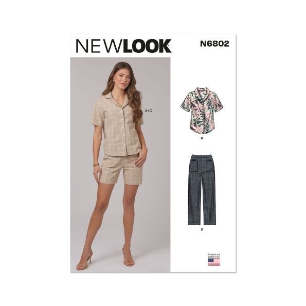 Patron New Look 6802 Chemise décontractée, pantalon et short