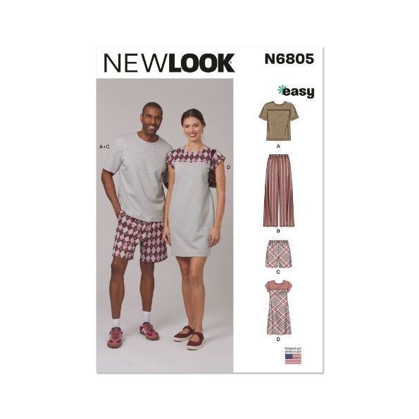 Patron New Look 6805 T-shirt, robe, pantalon, short
