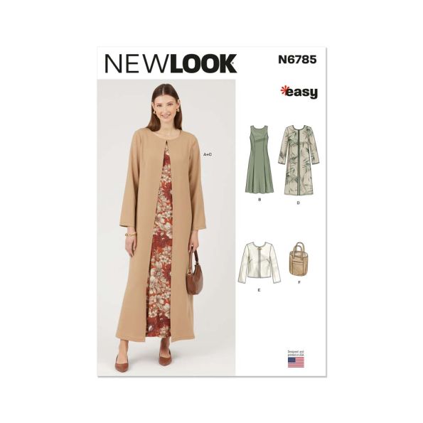 Patron New Look 6785 Robe et Manteau Chacun en Deux Longueurs