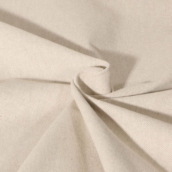 Tissu Toile de Coton aspect Lin Aubiane uni Beige - Par 10 cm