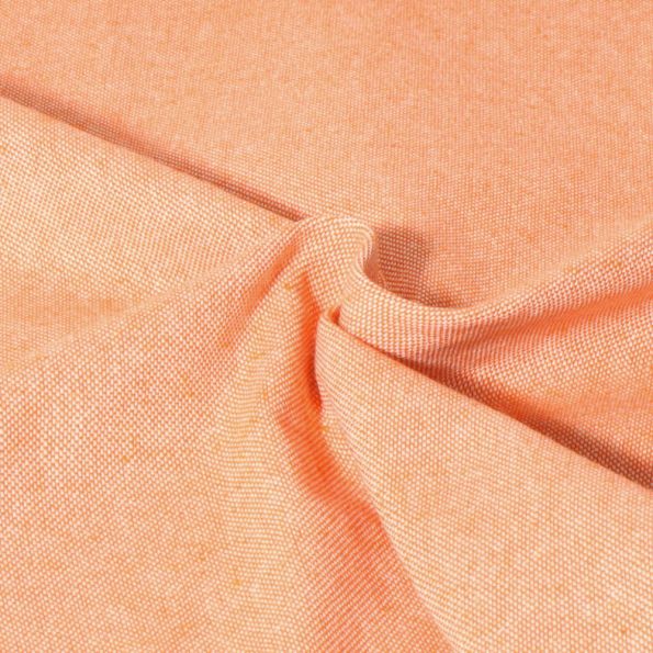 Tissu Toile de Coton aspect Lin Aubiane uni Orange - Par 10 cm