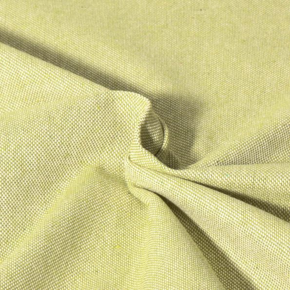 Tissu Toile de Coton aspect Lin Aubiane uni Vert anis - Par 10 cm