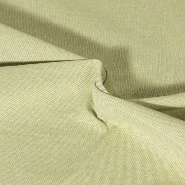 Tissu Toile de Coton aspect Lin Aubiane uni Vert olive - Par 10 cm