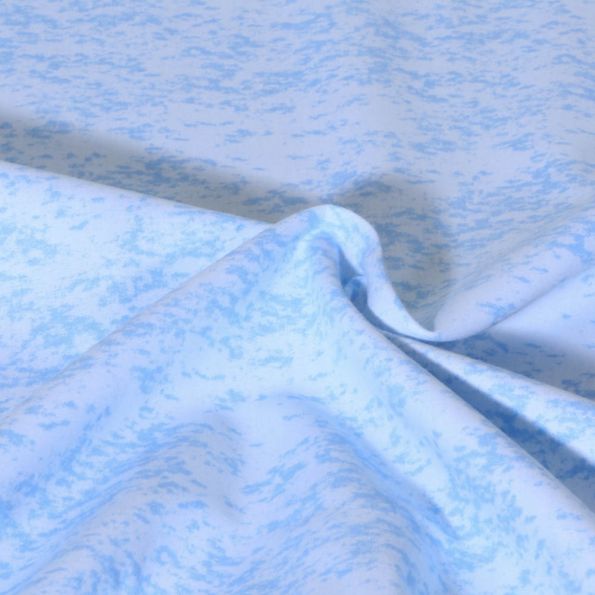 Tissu Popeline de Coton effet marbré Pietra uni Bleu ciel - Par 10 cm