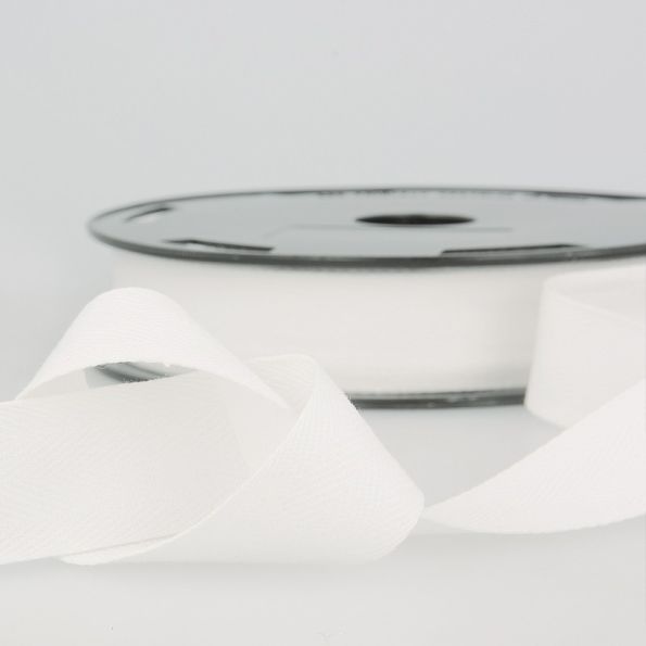 Sergé Coton 11 mm Blanc x1m