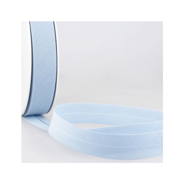 Biais replié tout textile 20 mm Bleu ciel x1m