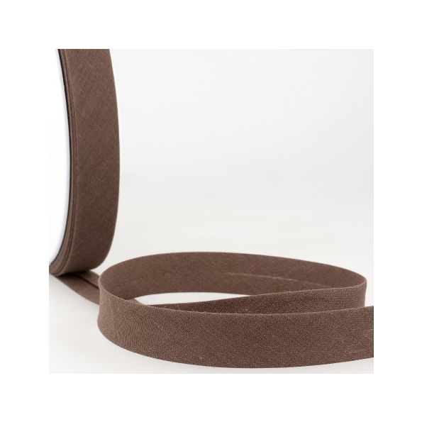 Biais replié tout textile 20 mm Chocolat x1m
