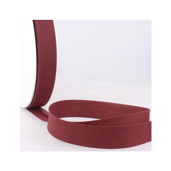Biais replié tout textile 20 mm Rouge pourpre x1m