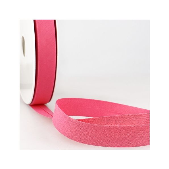 Biais replié tout textile 20 mm Rose bonbon x1m