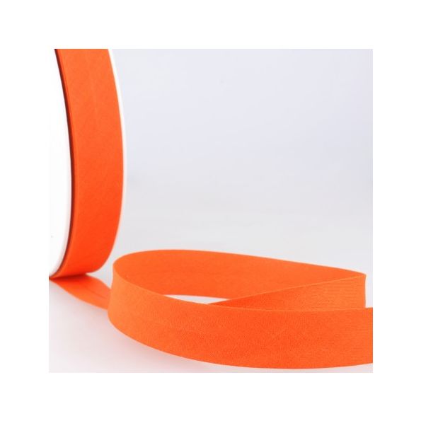 Biais replié tout textile 20 mm Orange corail x1m