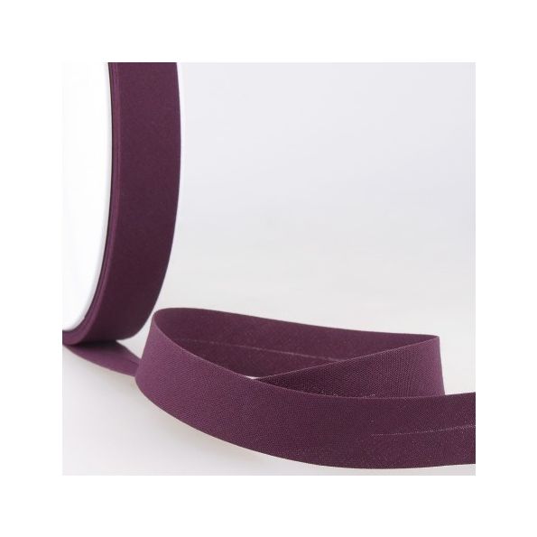 Biais replié tout textile 20 mm Prune x1m