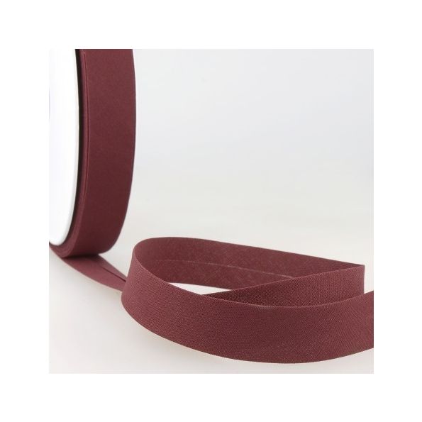 Biais replié tout textile 20 mm Bordeaux x1m