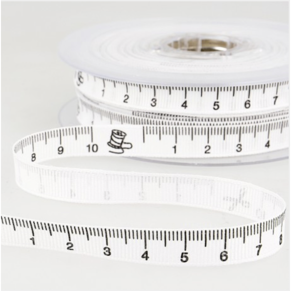 Ruban imprimé 10 mm Blanc Mètre couture x1m