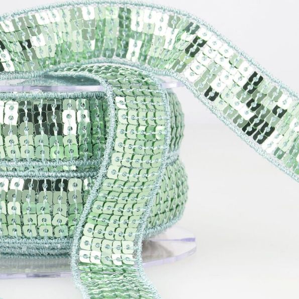 Galon Paillettes 22 mm Vert opaline Paillettes x1m