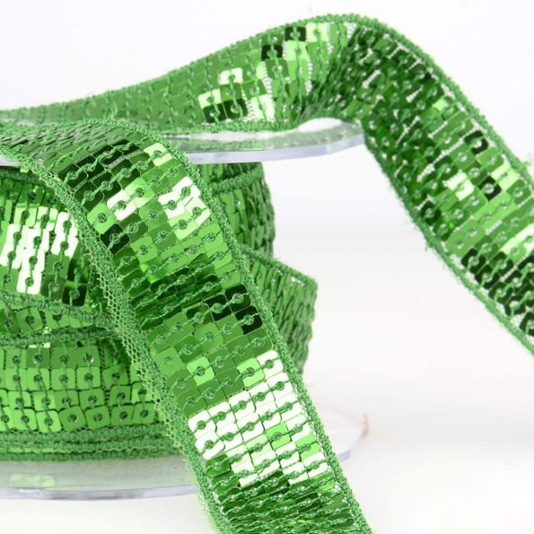 Galon Paillettes 22 mm Vert gazon Paillettes x1m