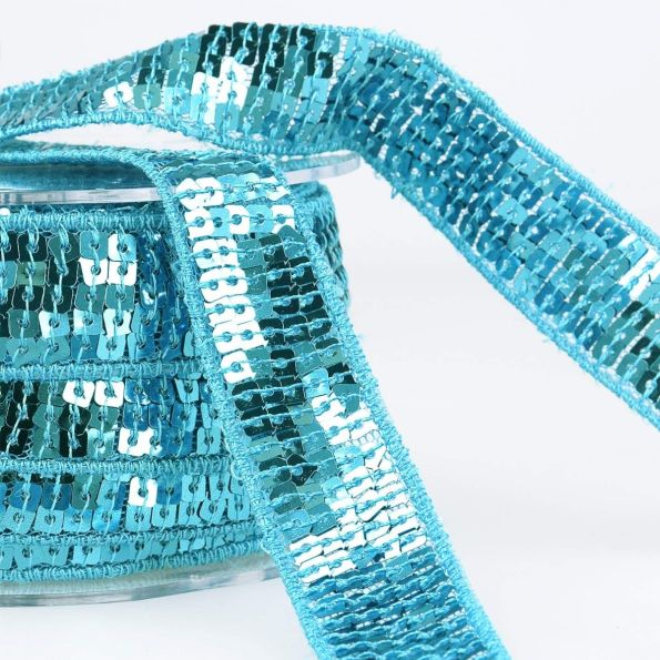 Galon Paillettes 22 mm Bleu clair Paillettes x1m