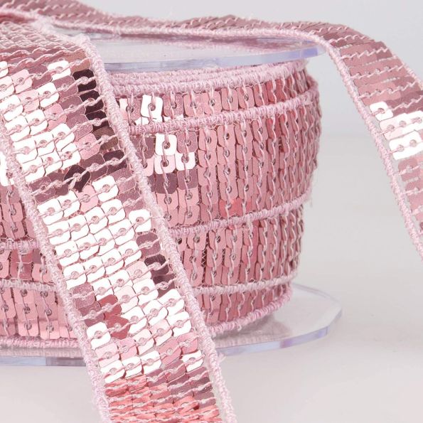 Galon Paillettes 22 mm Rose clair Paillettes x1m