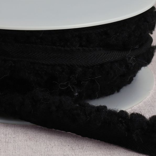 Passepoil Bouclettes 25 mm Noir x1m - 25 mm