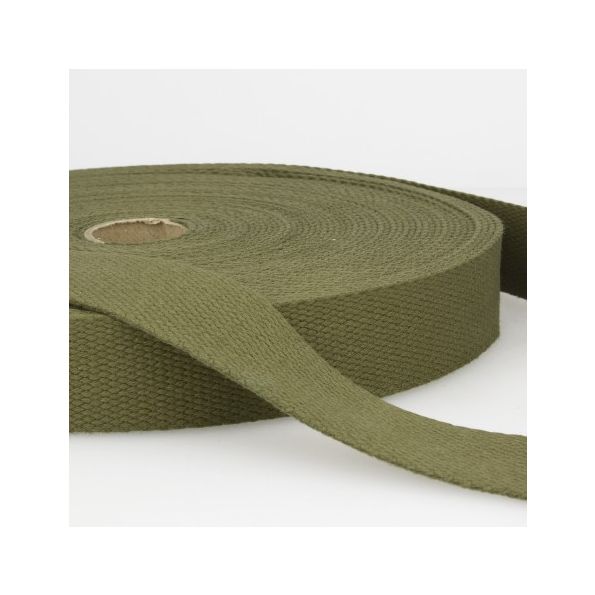 Sangle Coton 25 mm Vert kaki x1m