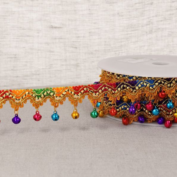 Galon Frange grelots Multicolore 37 mm x1m