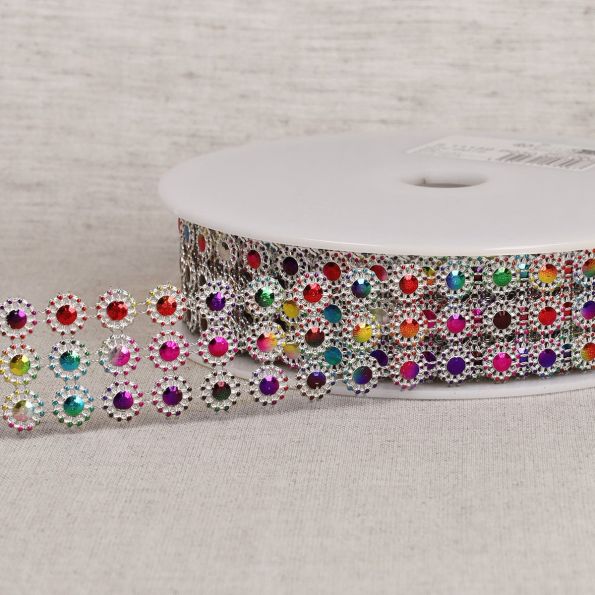 Galon 30 mm Paillettes 3 rangs Argent x1m