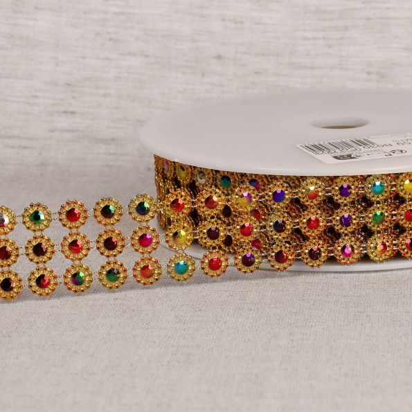 Galon 30 mm Paillettes 3 rangs Or x1m