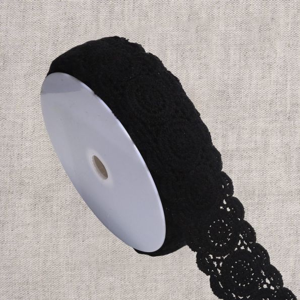 Galon crochet macramé 65 mm Noir x1m