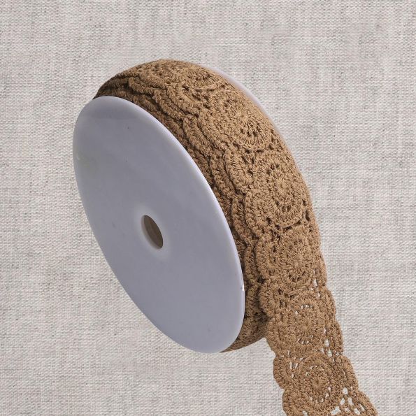 Galon crochet macramé 65 mm Taupe x1m
