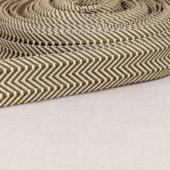 Sangle Double chevrons 38 mm Kaki x1m