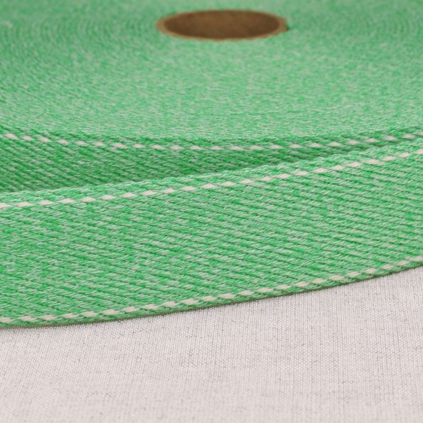 Sangle chinée point sellier 30 mm Vert nil x1m