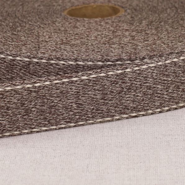 Sangle chinée point sellier 30 mm Marron x1m