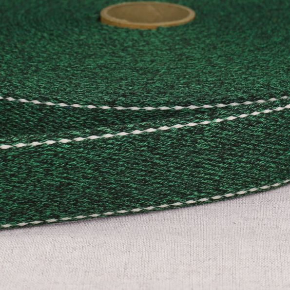 Sangle chinée point sellier 30 mm Vert x1m