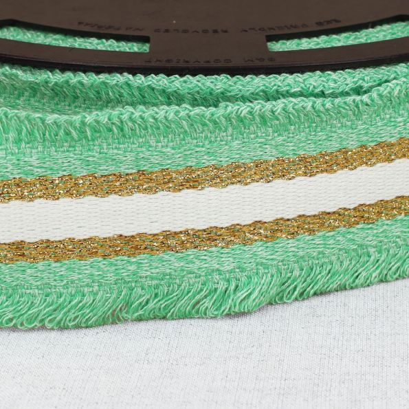Sangle frangette Lurex 50 mm Vert clair x1m