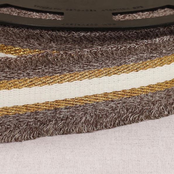 Sangle frangette Lurex 50 mm Marron x1m