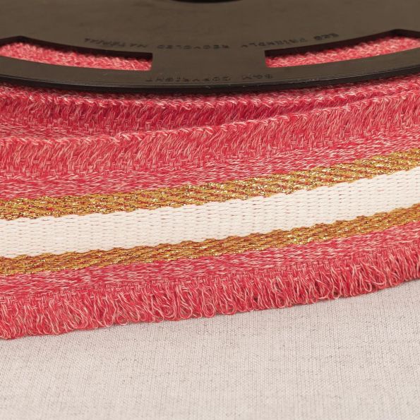 Sangle frangette Lurex 50 mm Rouge x1m