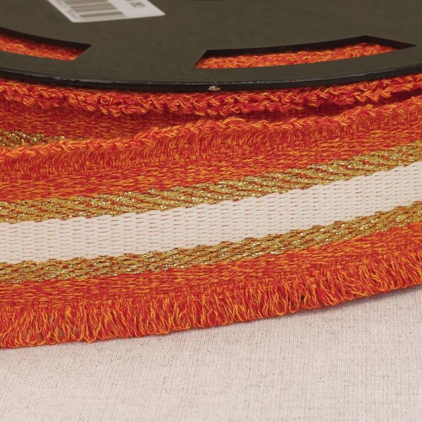Sangle frangette Lurex 50 mm Orange x1m