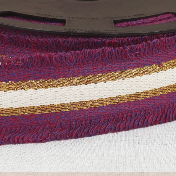 Sangle frangette Lurex 50 mm Violet x1m