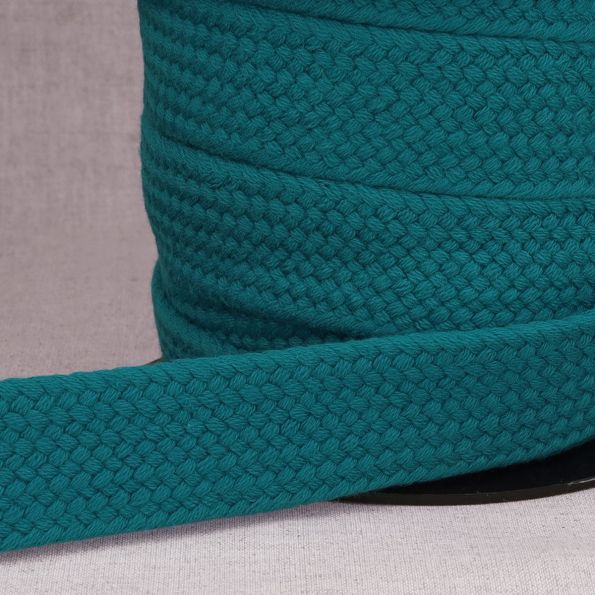 Sangle Coton tressée 30 mm Bleu canard x1m