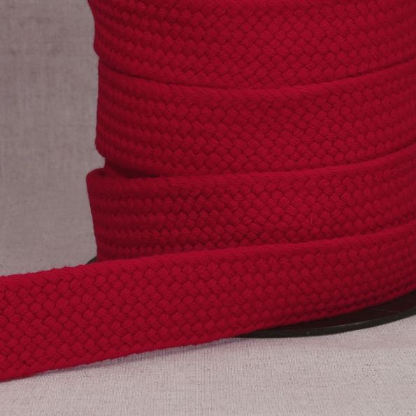 Sangle Coton tressée 30 mm Rouge x1m